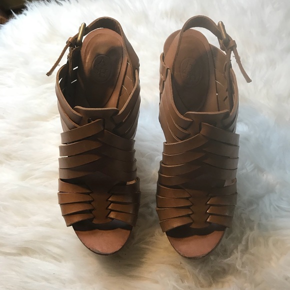 Ash Leather Wooden Wedges - Picture 2 of 3